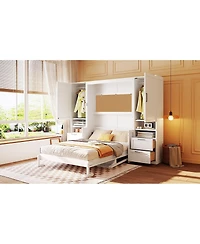 Streamdale Furniture Full Size Murphy Bed with Closet, Drawers and Shelves