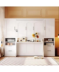 Streamdale Furniture Full Size Murphy Bed with Closet, Drawers and Shelves