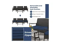 Boyel Living 4 Pieces Outdoor Rattan Conversation Set with Tempered Glass Coffee Table