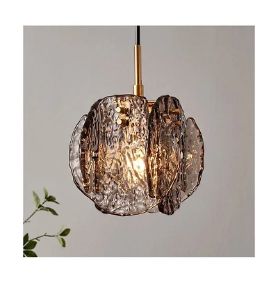 Tribesigns 1-Light Smoky Glass Pendant Light with Adjustable Height