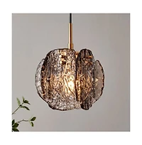 Tribesigns 1-Light Smoky Glass Pendant Light with Adjustable Height