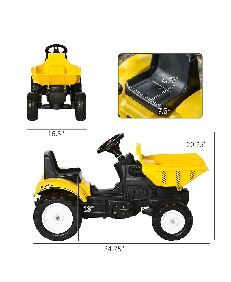 Sevorley Ride-On Excavator Tractor with Manual Bucket, Pedal Drive, 77 lbs. Capacity, Ages 3-6