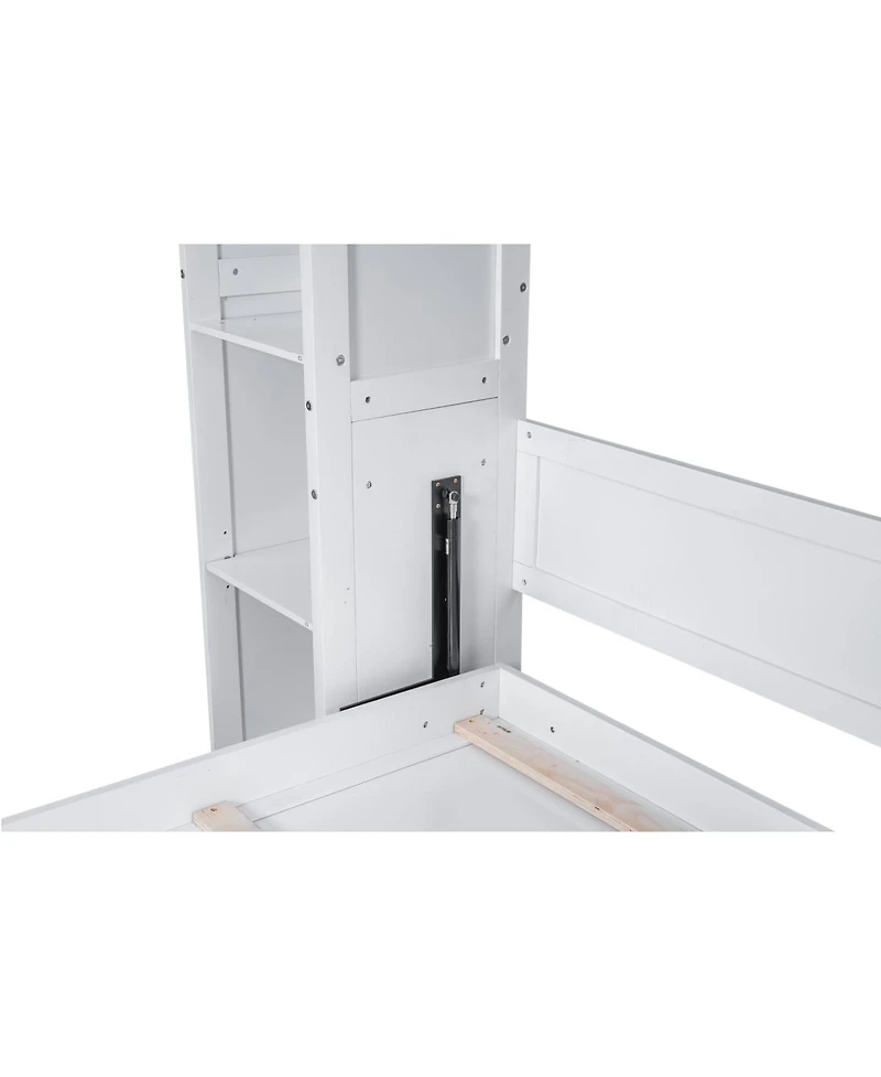Streamdale Furniture Queen Size Murphy Bed with Shelves and Led Lights