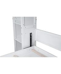 Streamdale Furniture Queen Size Murphy Bed with Shelves and Led Lights