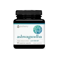 Youtheory ashwagandha Capsule, Helps Maintain Normal cortisol Level, Helps Reduce Stress, 60 Counts bundle of 2