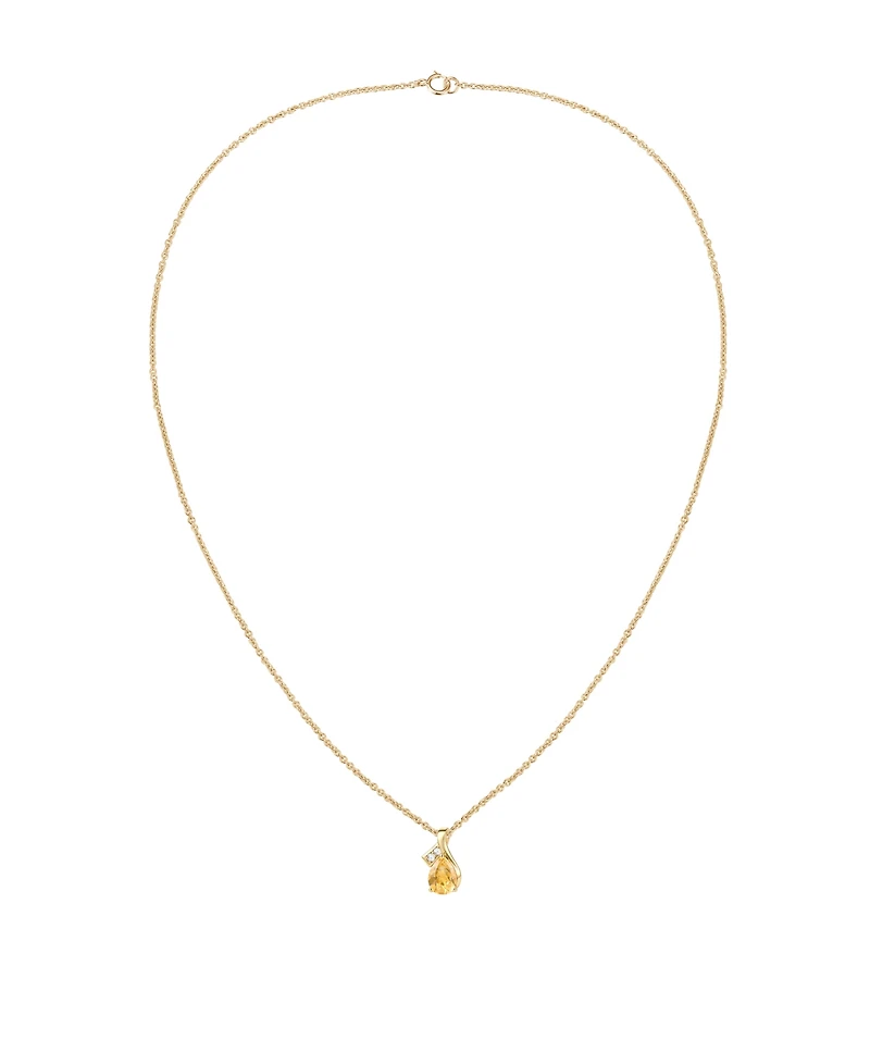 Macy's Citrine (1 ct. t.w.) & Diamond Accent (0.04 ct. t.w.) Pendant Necklace in 14k Yellow Gold
