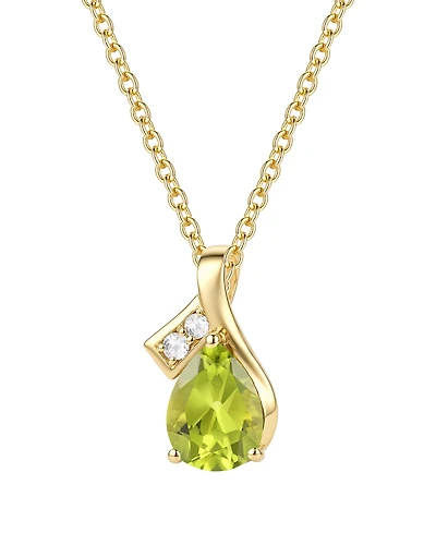 Macy's Peridot (1 ct. t.w.) & Diamond Accent (0.04 ct. t.w.) Pendant Necklace in 14k Yellow Gold