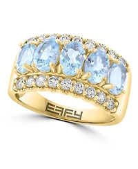 Effy Collection Aquamarine (2-1/4 ct. t.w.) and White Zircon Ring (1 ct. t.w.) in Sterling Silver