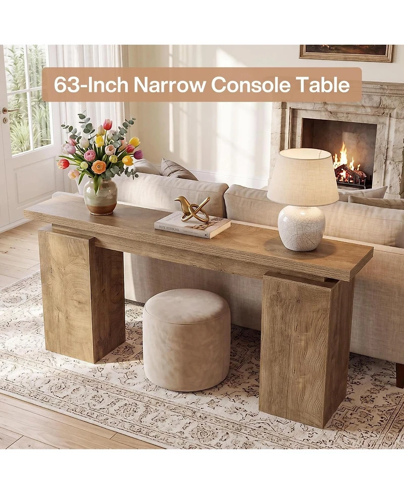 Tribesigns 63-Inch Entryway Table, Narrow Console Table, Light Brown