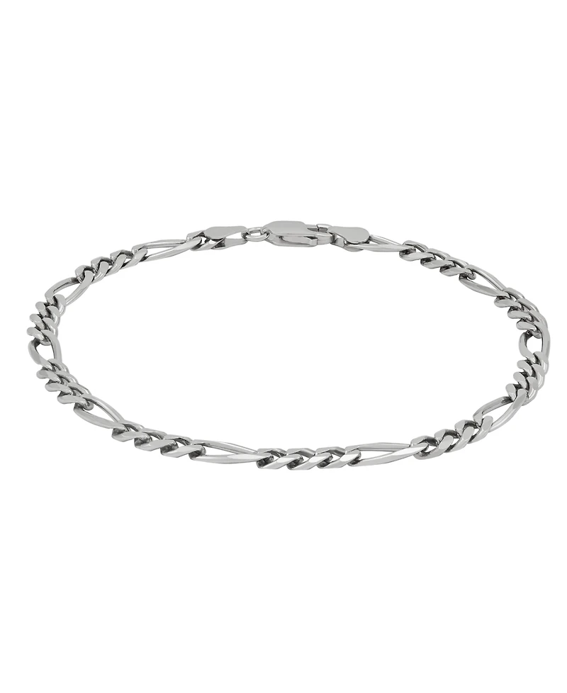 Italian Silver Solid Figaro Chain Bracelet in Sterling Silver