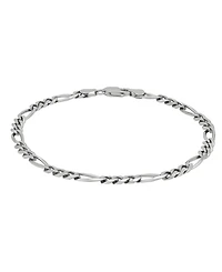 Italian Silver Solid Figaro Chain Bracelet in Sterling Silver