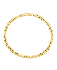 Italian Silver Solid Box Chain Bracelet in 18k Gold-Plated Sterling Silver