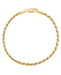 Italian Silver Solid Rope Chain Bracelet in 18k Gold-Plated Sterling Silver