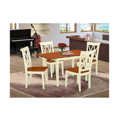 East West Furniture Dining Room Set Buttermilk and Cherry, NOCL5-bmk-w