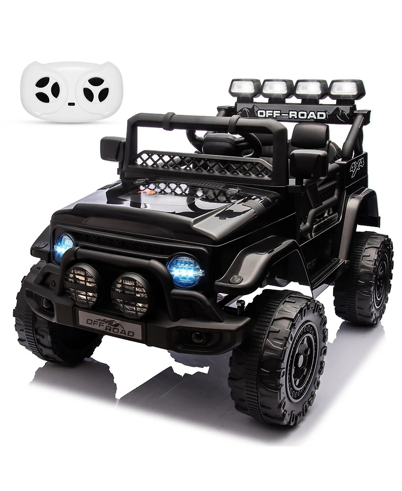 homfan 12V Ride On Truck Car, Electric Vehicle with Parent Remote Control, Battery Powered Toy Spring Suspension, 3 Speeds, Lights, Music