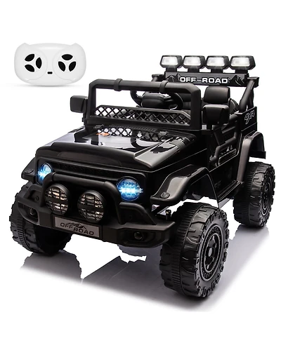 homfan 12V Ride On Truck Car, Electric Vehicle with Parent Remote Control, Battery Powered Toy Spring Suspension, 3 Speeds, Lights, Music