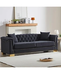 Streamdale Furniture Classic Modern Velvet Chesterfield Sofa, 84-inch