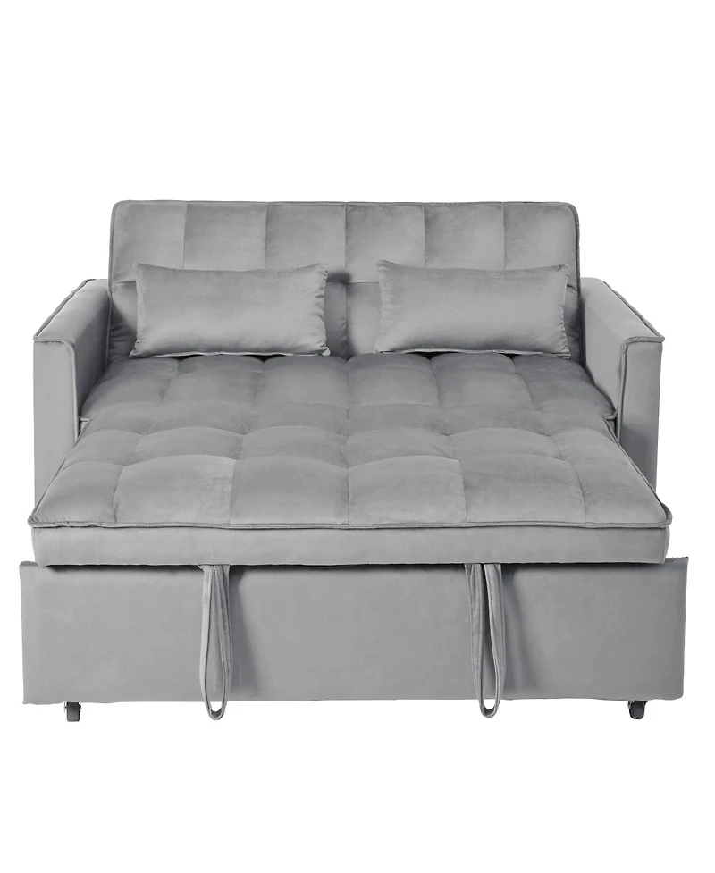 Streamdale Furniture Velvet Convertible Sleeper Sofa Bed with Metal Frame and Storage