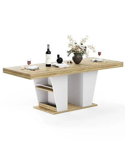 Streamdale Furniture Rustic Extendable Dining Table with Storage Shelves
