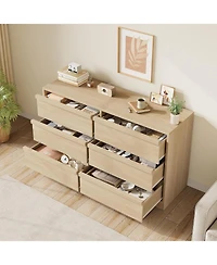 Modern 6-Drawer Chest, Large Storage Organizer for Bedroom Living Room Entryway, Sturdy Design with Smooth-Glide Drawers