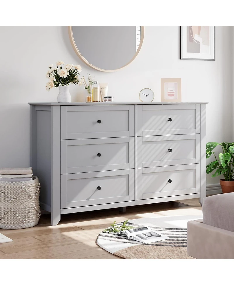 gaomon 6 Drawer Dresser for Bedroom, Modern Wood Storage Cabinet for Living Room or Entryway