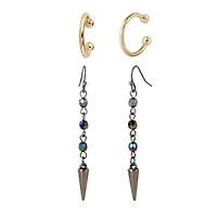 K-Pop Demon Hunters Rumi Ear Cuff and Drop Earrings Set Official License, Gold-Tone Cuffs and Black Earrings