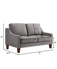 Streamdale Furniture Velvet 2-Seater Loveseat Sofa with Spring Cushion and Wood Legs