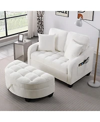 Streamdale Furniture Two-Seater Sofa Chaise with Storage Footrest and Pillows
