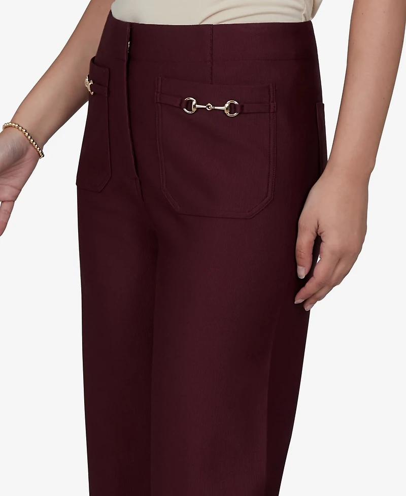 Ruby Rd. Petite Solid Pique Wide Leg Pull-On Pants