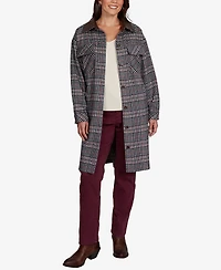 Ruby Rd. Petite Brushed Plaid Mid-Length Shirt Jacket