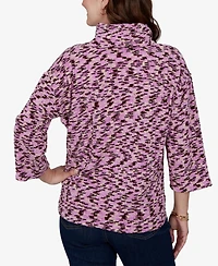 Ruby Rd. Petite Spacedye Cowl Neck 3/4-Sleeve Top