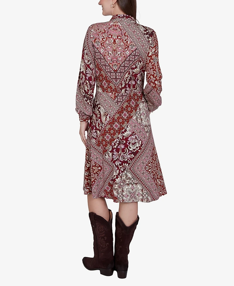 Ruby Rd. Petite Victorian Long-Sleeve Floral Midi Dress