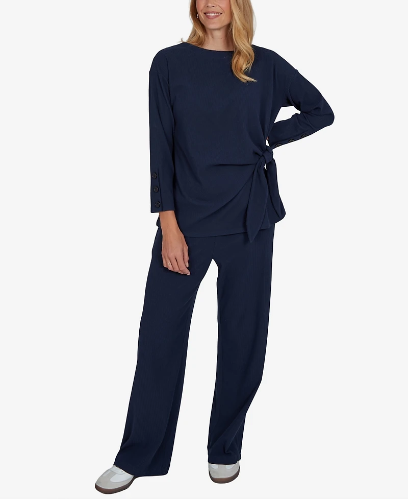 Ruby Rd. Petite Long-Sleeve Boat-Neck Side-Tie Top