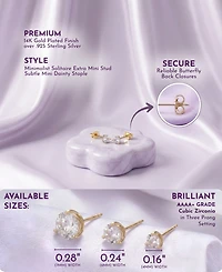 Sterling Silver Cubic Zirconia Solitaire Stud Earrings