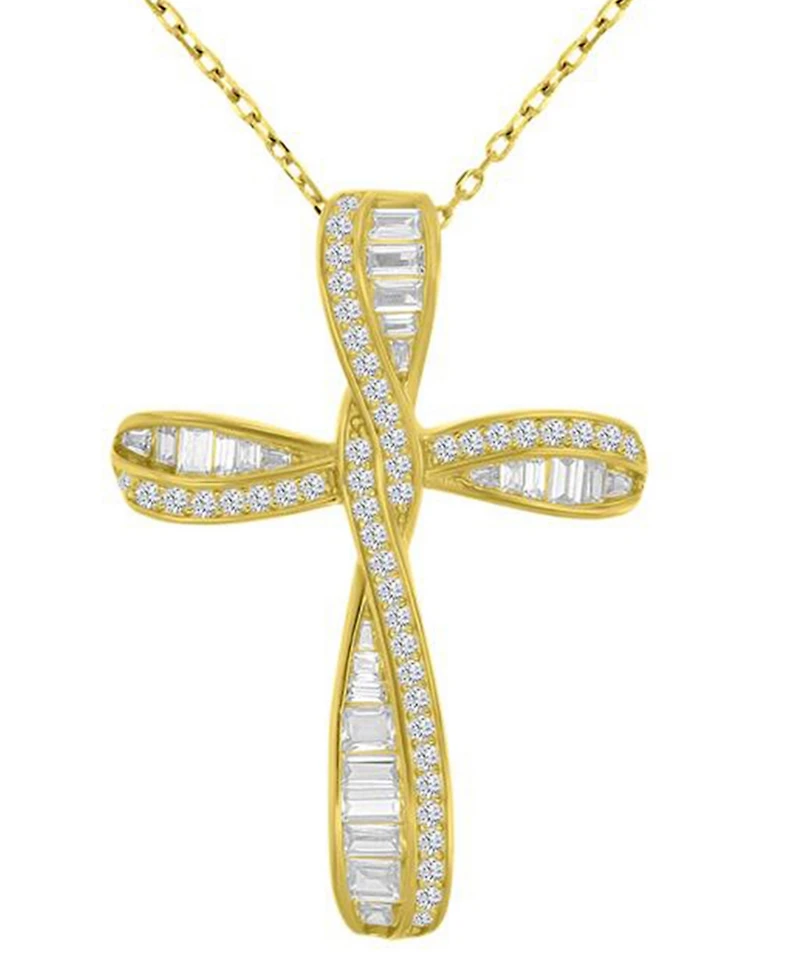 Macy's 14k Gold Over Sterling Silver Cubic Zirconia Cross Necklace