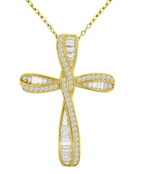 Macy's 14k Gold Over Sterling Silver Cubic Zirconia Cross Necklace