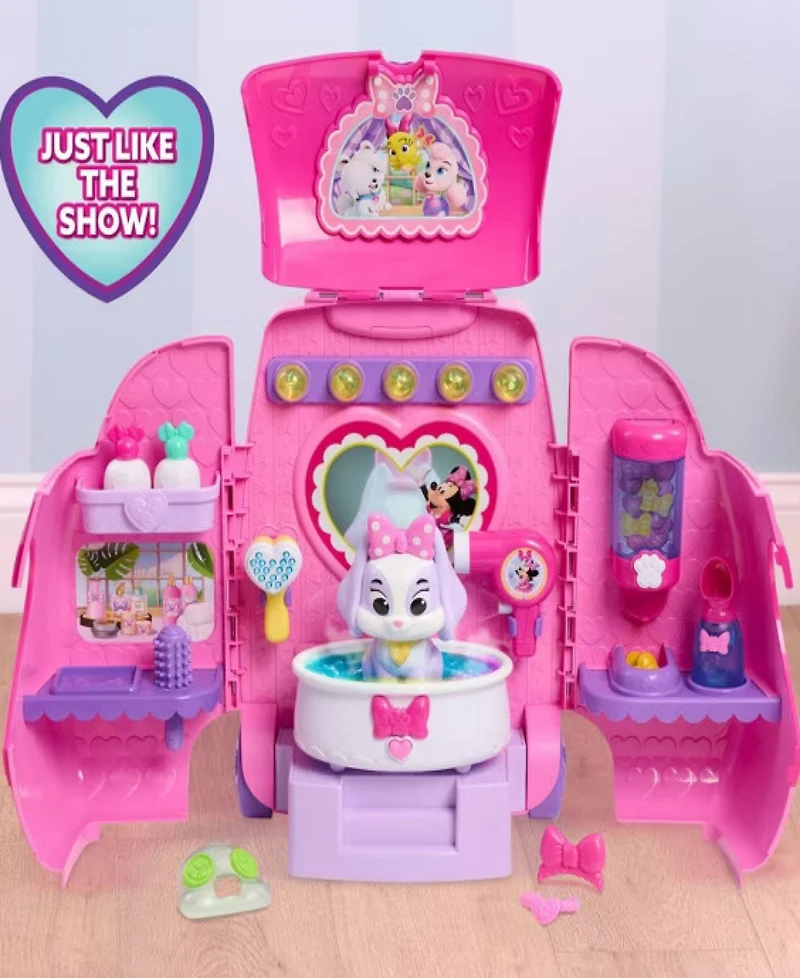 Minnie Mouse Groom & Go Pet Salon Lights and Sounds 16-Piece Playset, Ages 3+