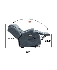 Streamdale Furniture Chenille Power Lift Recliner with Massage, Heating and Usb Ports