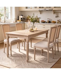Streamdale Furniture French Country Upholstered Dining Chairs with Rattan Back, Set of 2