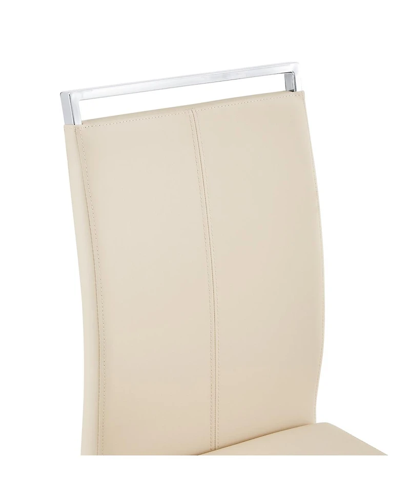Streamdale Furniture Set of 4 Champagne Pu Upholstered Modern Dining Chairs