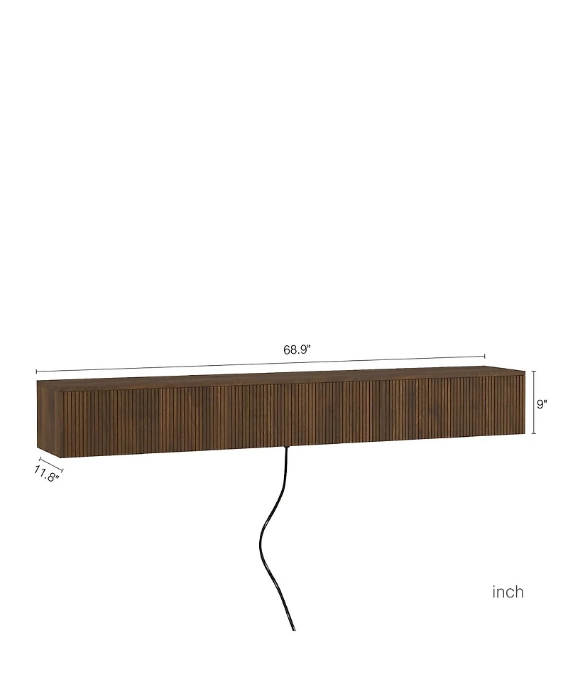 Streamdale Furniture 69" Led Floating Tv Stand Wall Mounted Entertainment Center for 55-65" Tv