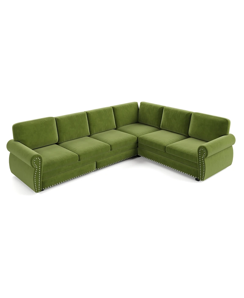 Streamdale Furniture 118" L-Shaped Pull-Out Sleeper Sofa with Chenille Fabric