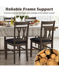 Sugift Modern Linen Style Upholstered Kitchen Chairs Set of 2 with X-Shaped Backrest Accents