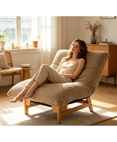 Streamdale Furniture Corduroy Bean Bag Chair for Adults, Armless Lazy Sofa with Backrest