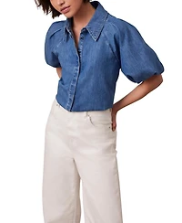 Mint Velvet Women's Denim Puff Sleeve Shirt