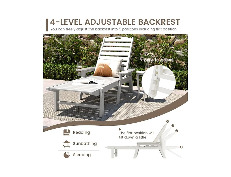 Boyel Living Patio Chaise Lounge Chair with 4 Position Backrest