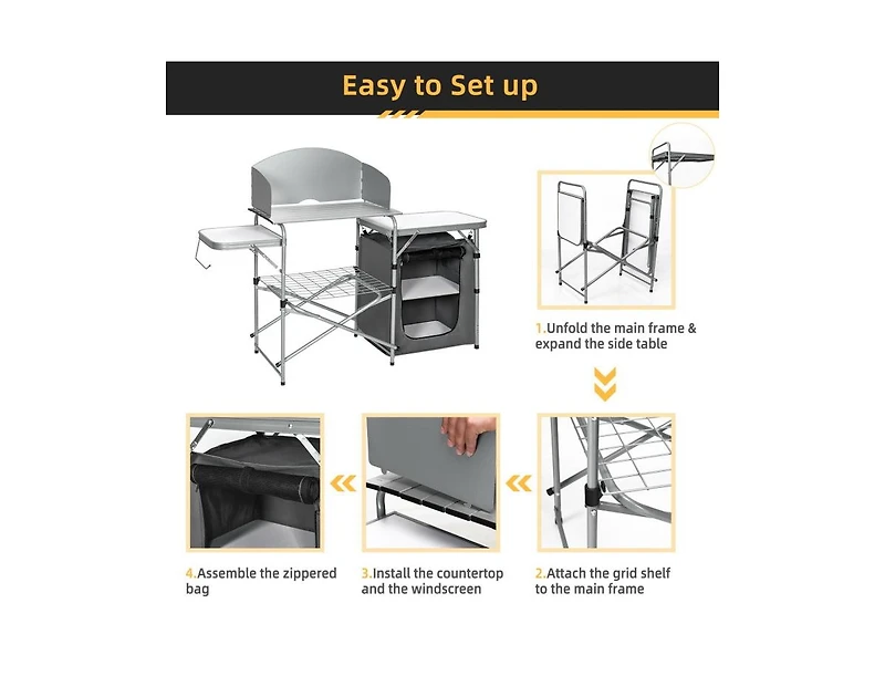 Boyel Living Foldable Outdoor Bbq Portable Grilling Table With Windscreen Bag