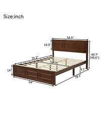 Streamdale Furniture Full Size Pine Wood Bed with Adjustable Headboard