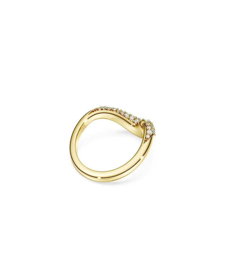 Swarovski Gold-Tone and Sterling Silver-Plated White Crystals Ring