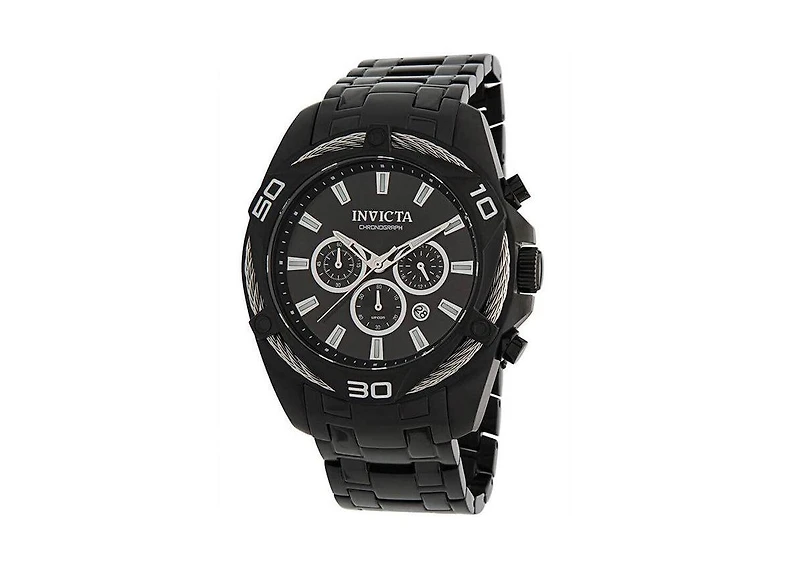 Invicta Bolt 34136 Men's 50mm Quartz Chronograph Watch - Black Dial, Black Stainless Steel Bracelet